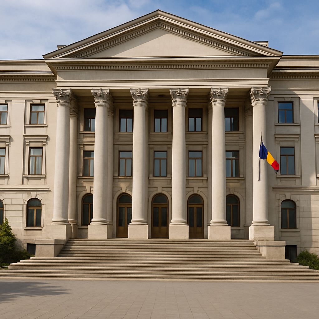 Clădire instituție publică neoclasică cu coloane