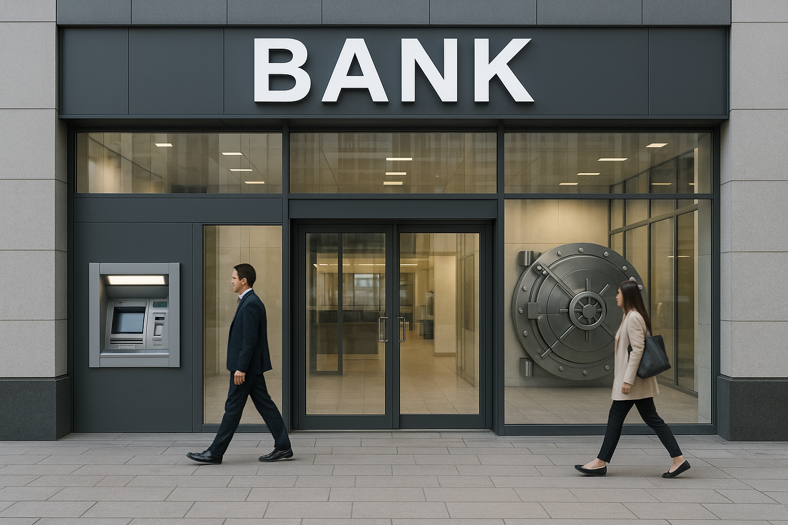 Sucursală bancară modernă cu ATM